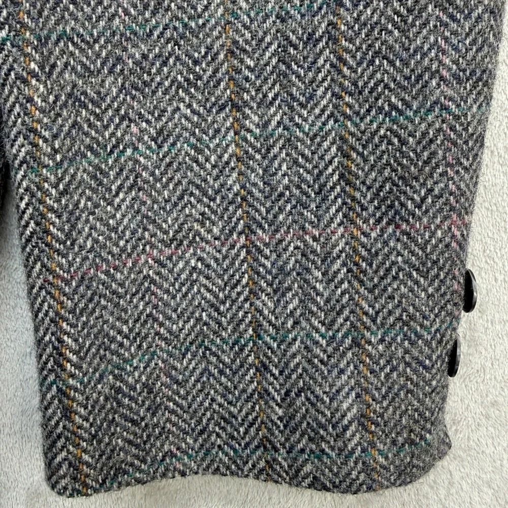 Vintage Levi's Sport Coat Mens 42R Grey Herringbone Tweed Wool Blazer Plaid